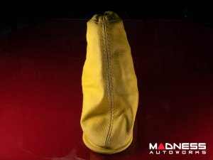 FIAT 500 eBrake Boot - Black Italy - Yellow Leather w/ White Stitching